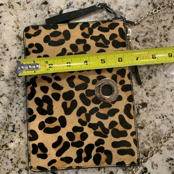 Paul Costelloe Leopard/Leather Handbag Purse With Gold Chain Strap PC6938A - Picture 9 of 11